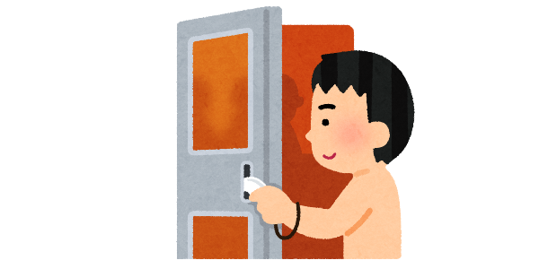 いらすとや　サウナのドアを開く人のイラスト